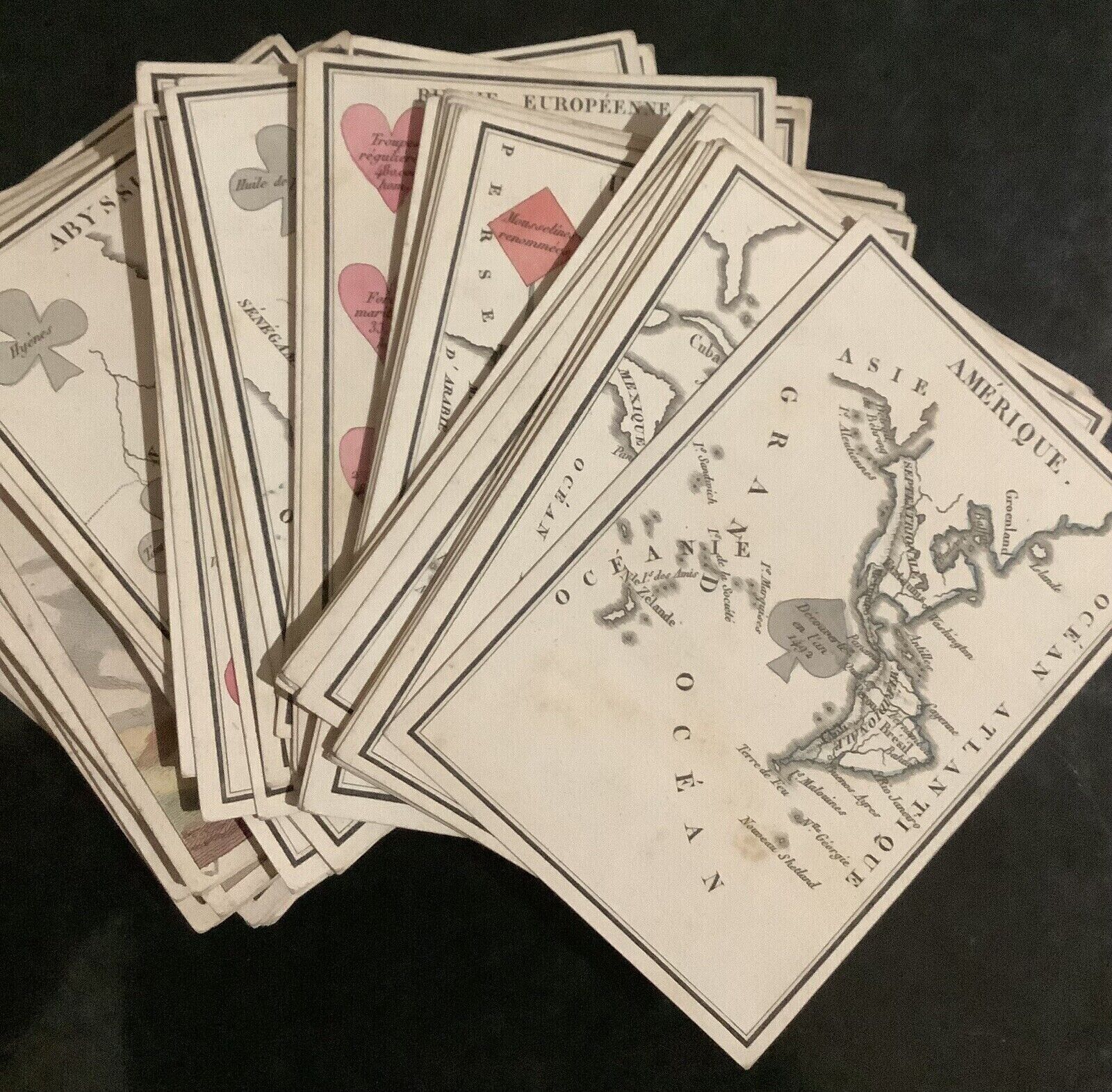 c 1825 Geographical Playing cards - attributed to René Janet