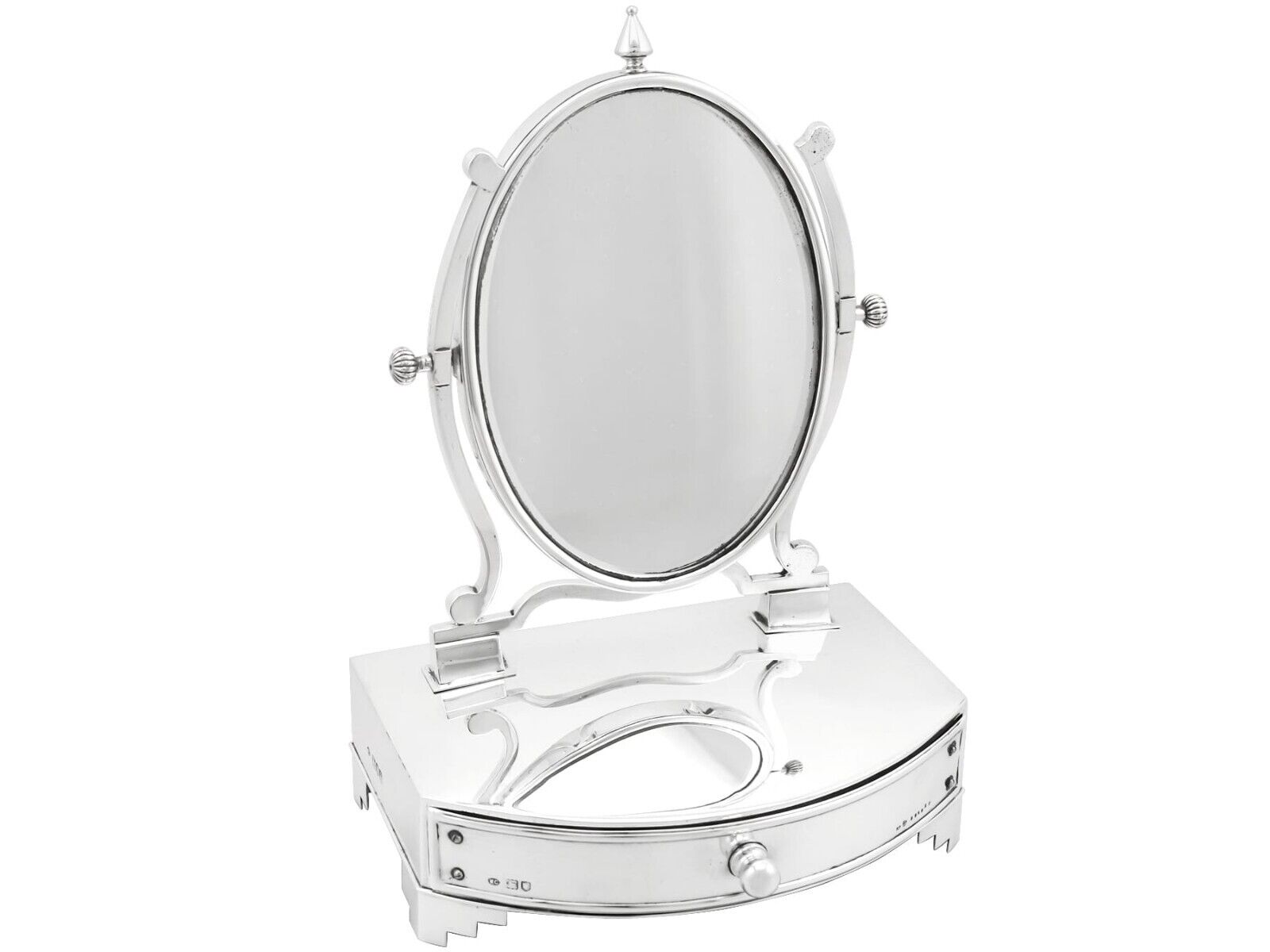 Sterling Silver Dressing Table Mirror and Jewellery Box - Antique Edwardian