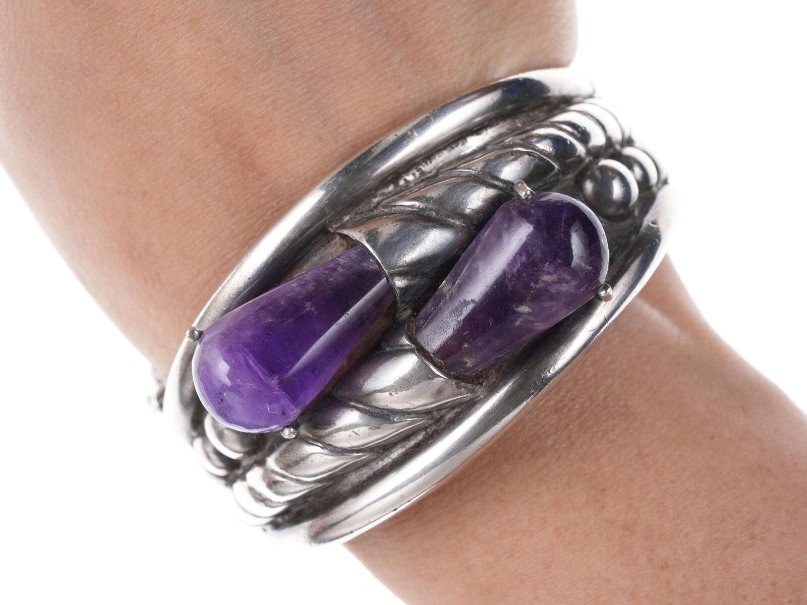 c1940\'s William Spratling(1900-1967) Taxco Sterling and amethyst bangle