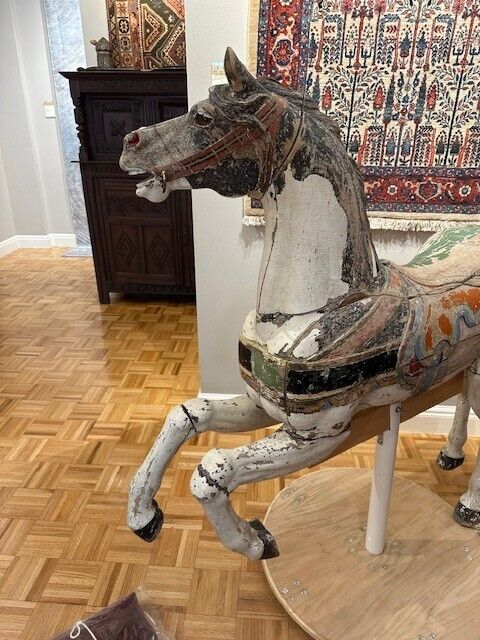 Full Size Carousel Horse, most likely a Dentzel, needs restoration.