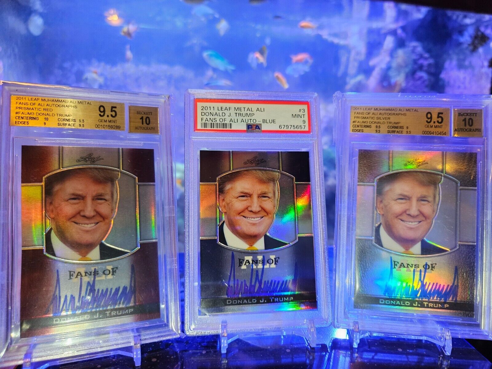 Donald Trump 2011 Leaf Metal Prismatic Red #/5 Blue #/10 Silver #/25 Auto Signed