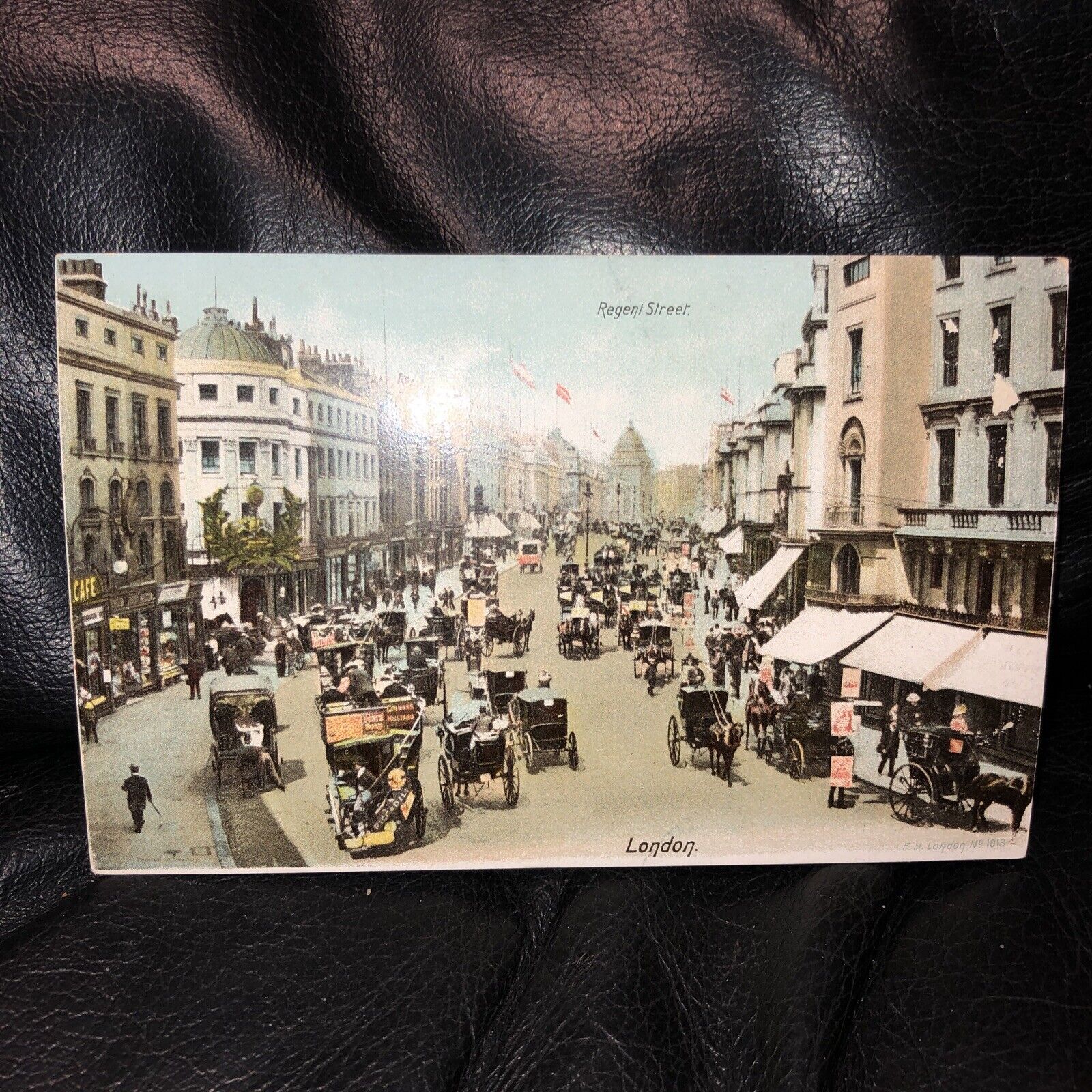 London, Regent Street, Fielder & Henderson Vintage Hand Colored Postcard
