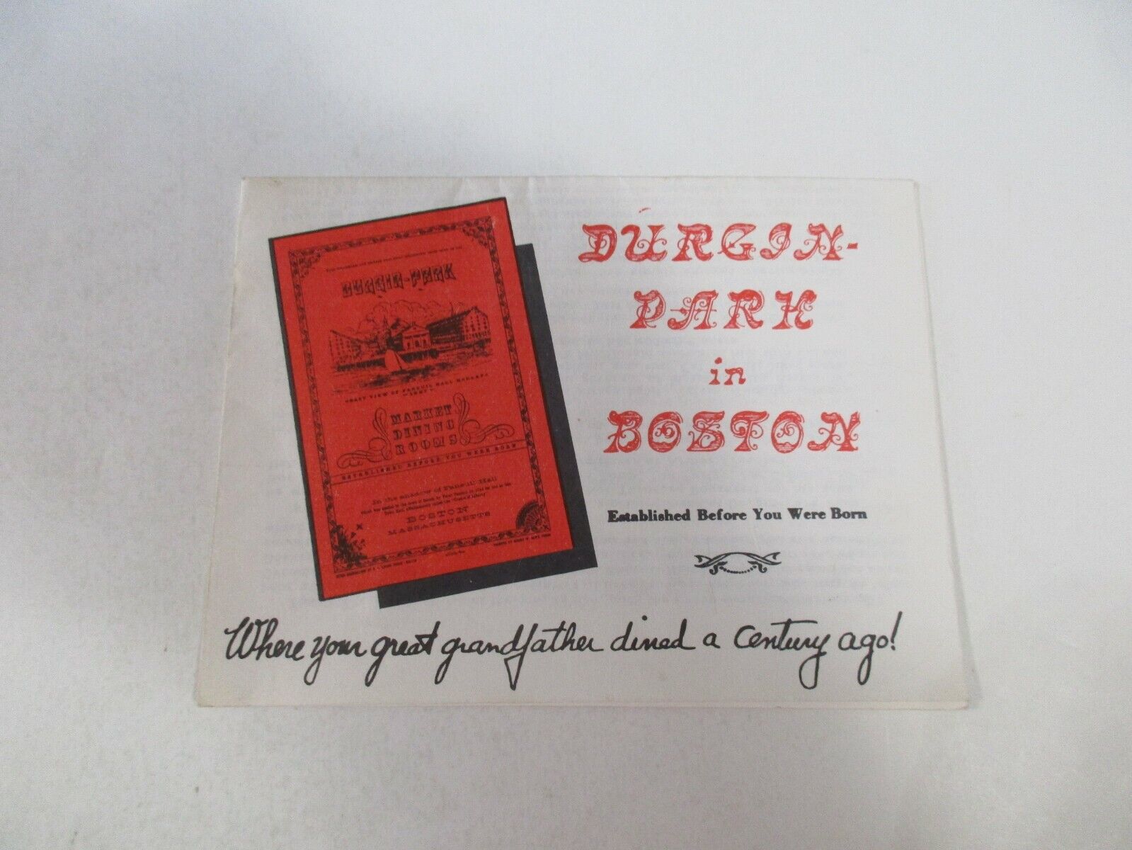 Vintage Durgin Park Boston Beans Massachusetts Travel Guide Brochure-Box 31