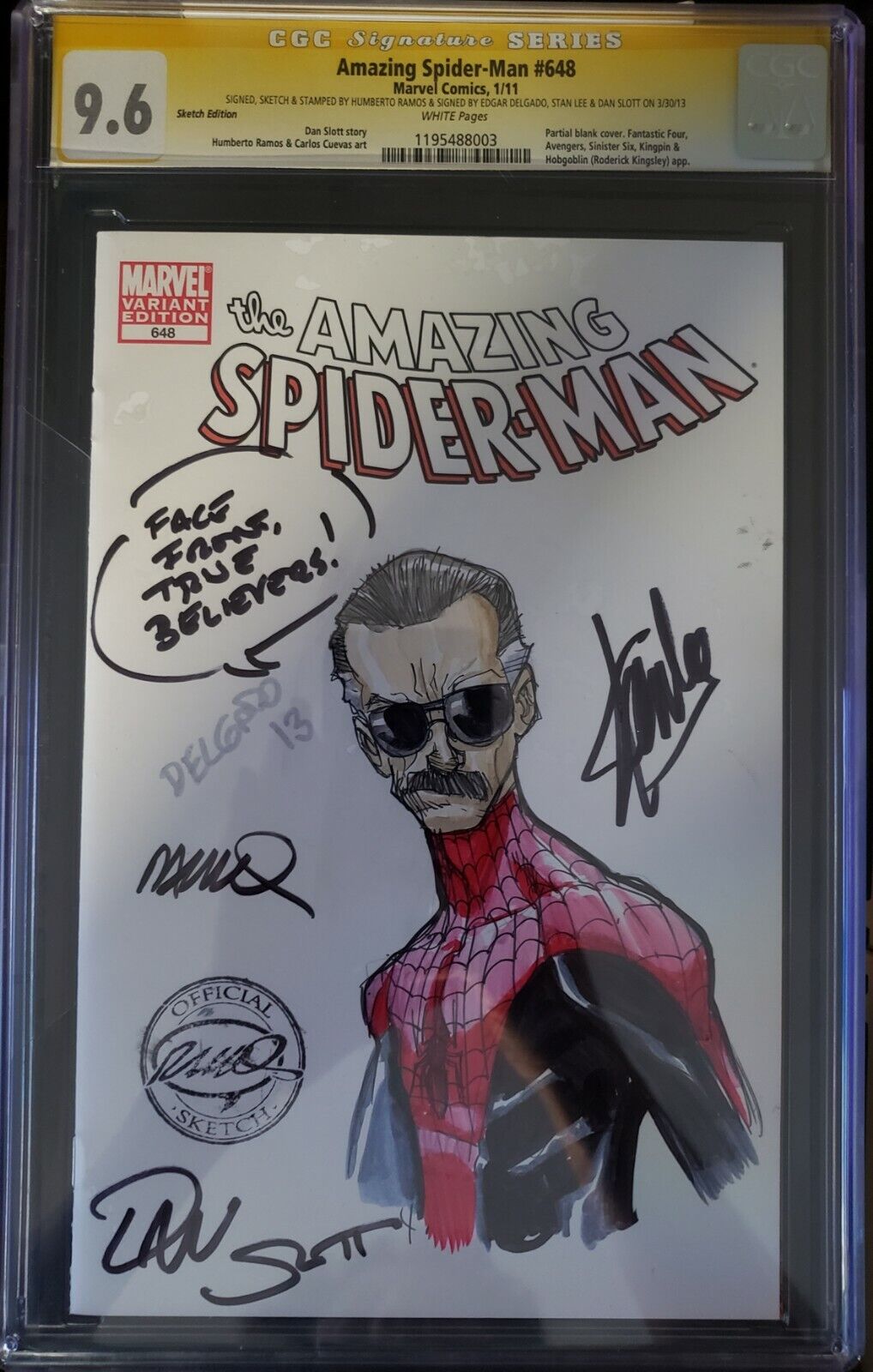 Amazing Spider-Man #648 4x signed & remarked Stan Lee, Scott, Delgado & Ramos