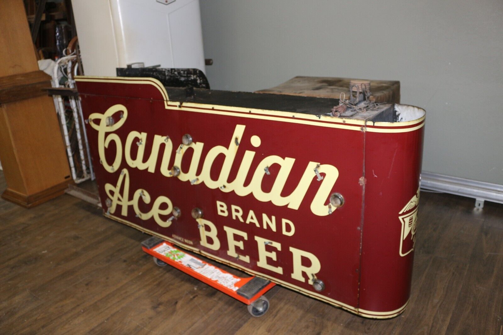 Rare Vintage 1940's Canadian Ace Beer Chicago 2 Sided Neon Porcelain Sign NICE