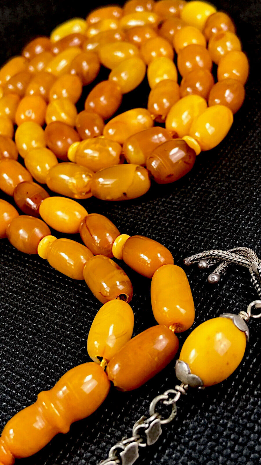 SUPER RARE CERTIFIED ANTIQUE GERMAN NATURAL BALTIC AMBER ROSARY 66 Beads 55GR.