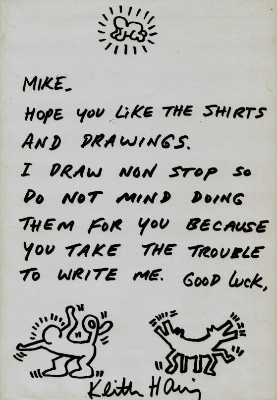 Keith Haring Original Sketches/Letter