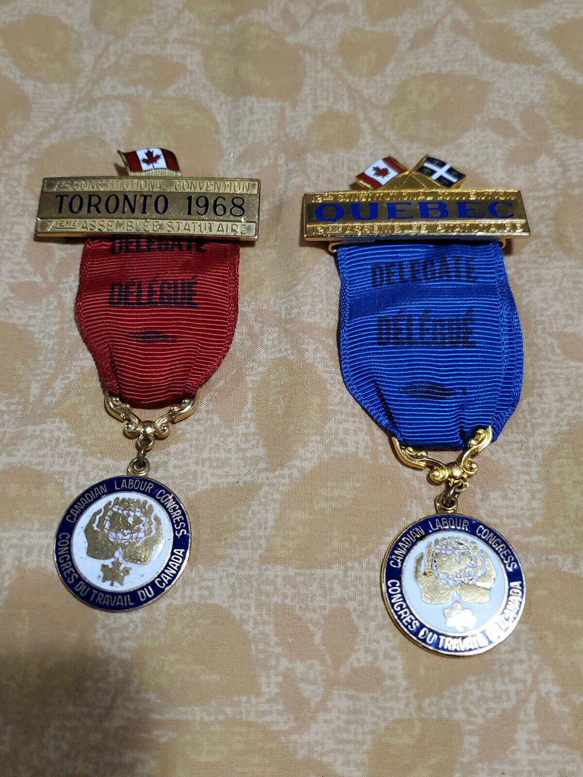 Canadian Labour Congress DELEGATE Lapel Pins W/Ribbon & Medals