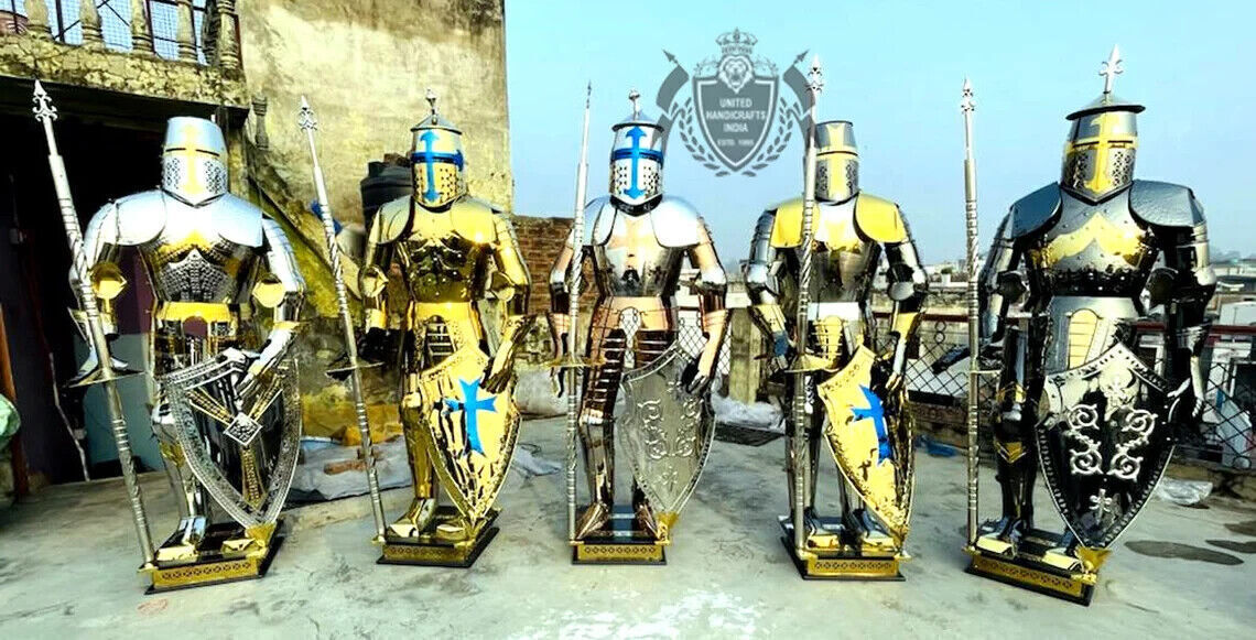 Set of 5 Templar Crusader  Armors Medieval Knight Full Suit of Armor