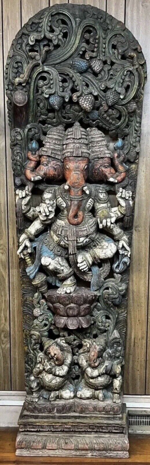Airavata Elephant God 9 ft. Tall, circa 200 Yr. Old Wooden India Hindu Statue