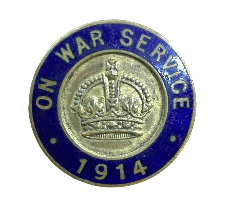 WW1 Canadian CEF On War Service 1914 Enamel Lapel Badge Button Hole