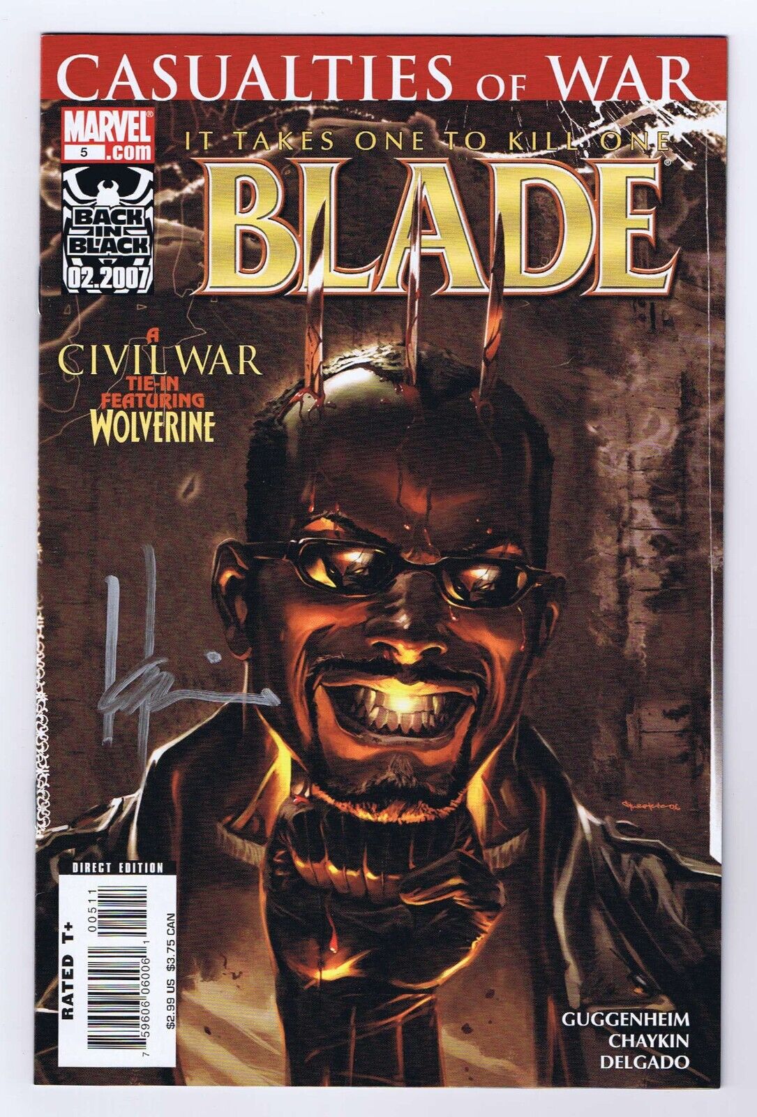 Blade #5 VF+ Signed w/COA Howard Chaykin 2007 Marvel Comics