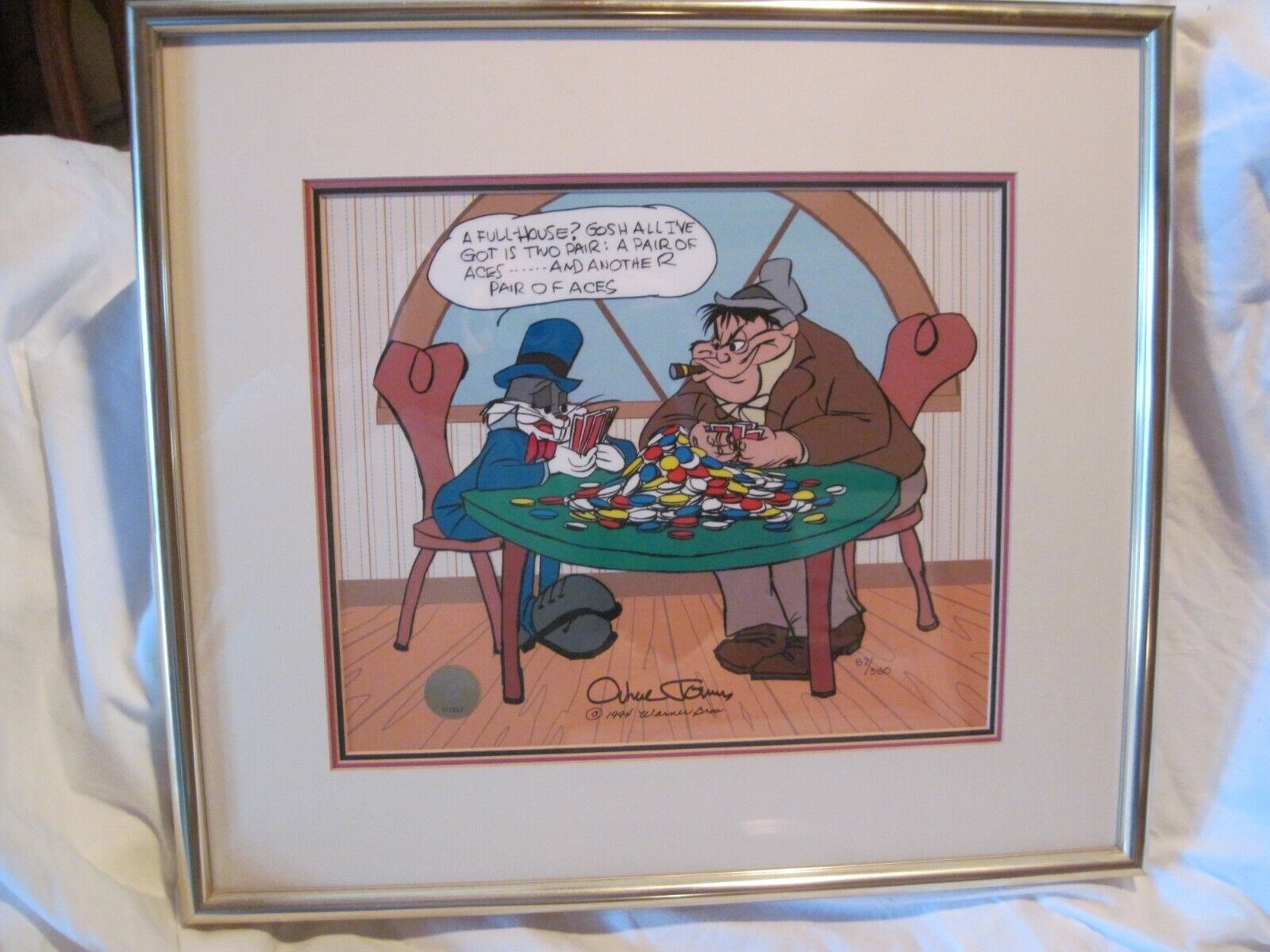 CHUCK JONES BUGS BUNNY TWO PAIR HARE 1994 FRAMED SIGNED LE HAND PAINTED CEL