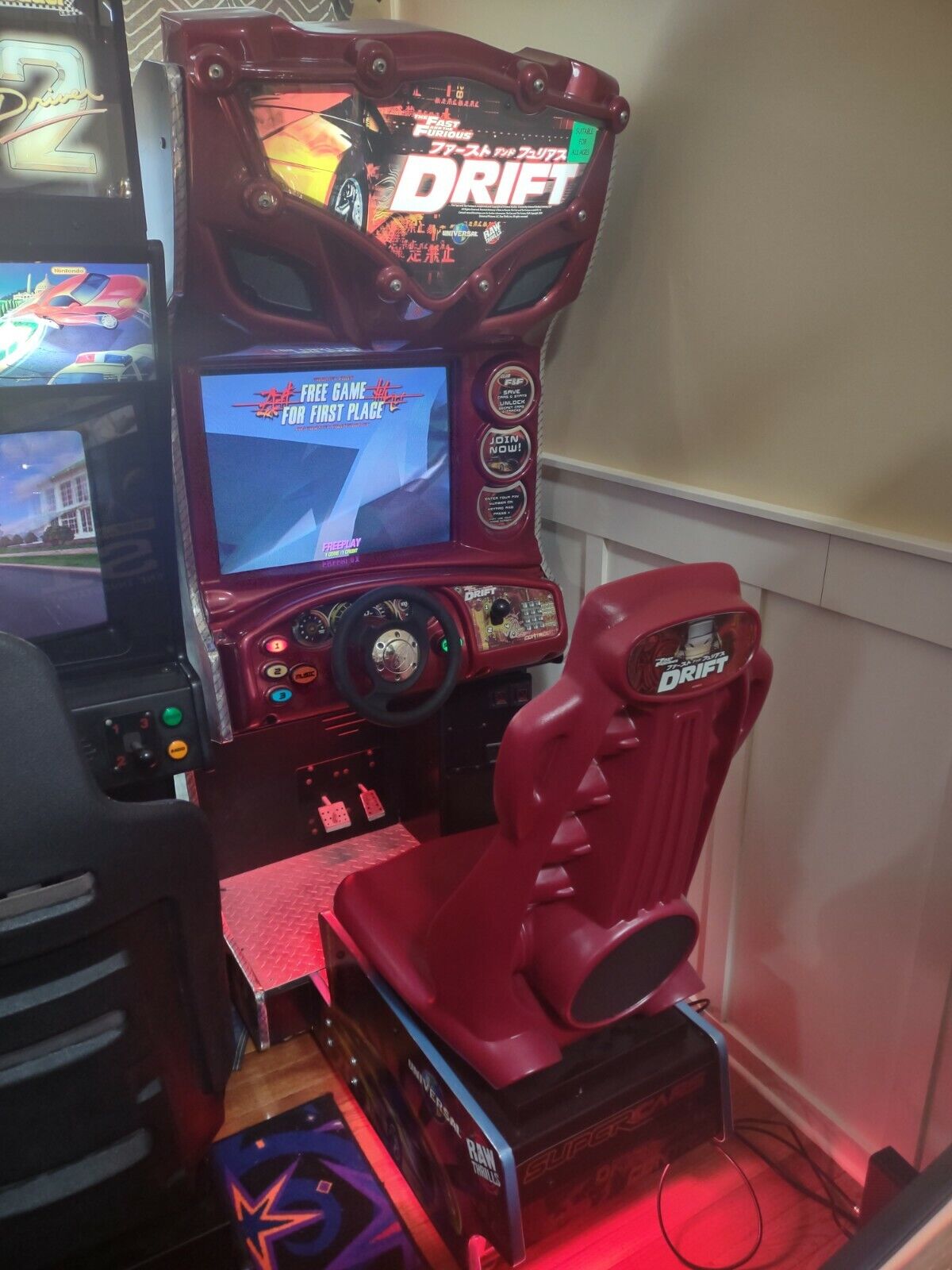 Fast and Furious DRIFT Sit Down Arcade Driving  Game by Raw Thrills 