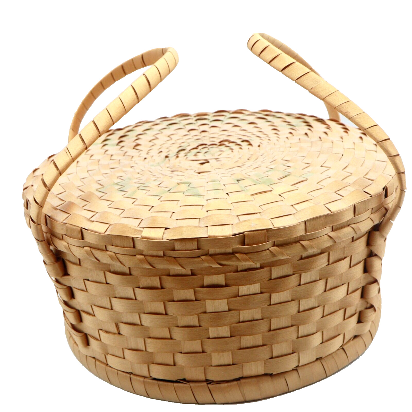 Native American Cake Basket Passamaquoddy Sweetgrass Antique Maine Estate B52