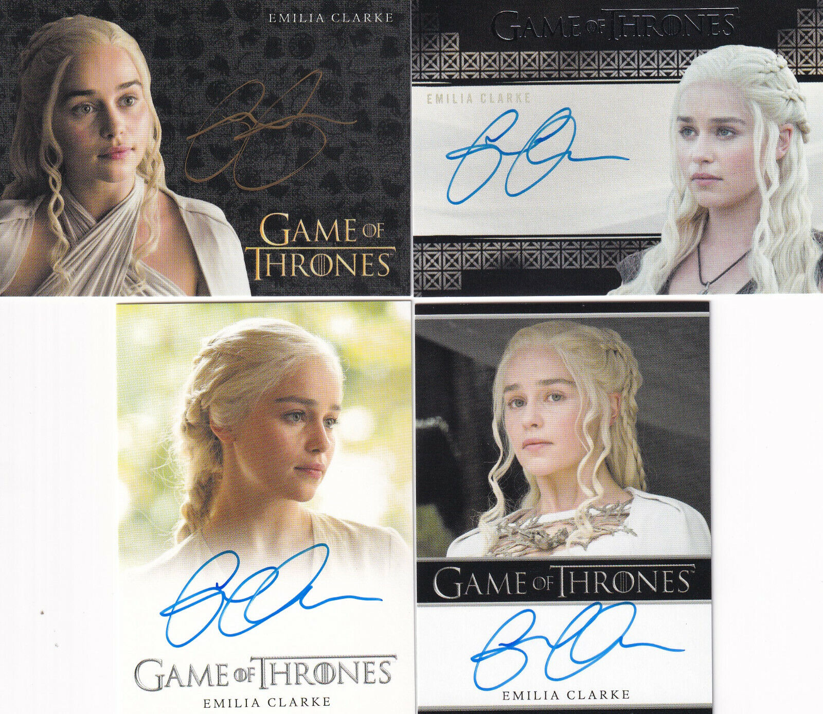 Game of Thrones Iron Anniversary Series 2 Set of ALL 4 Emilia Clarke Autographs 
