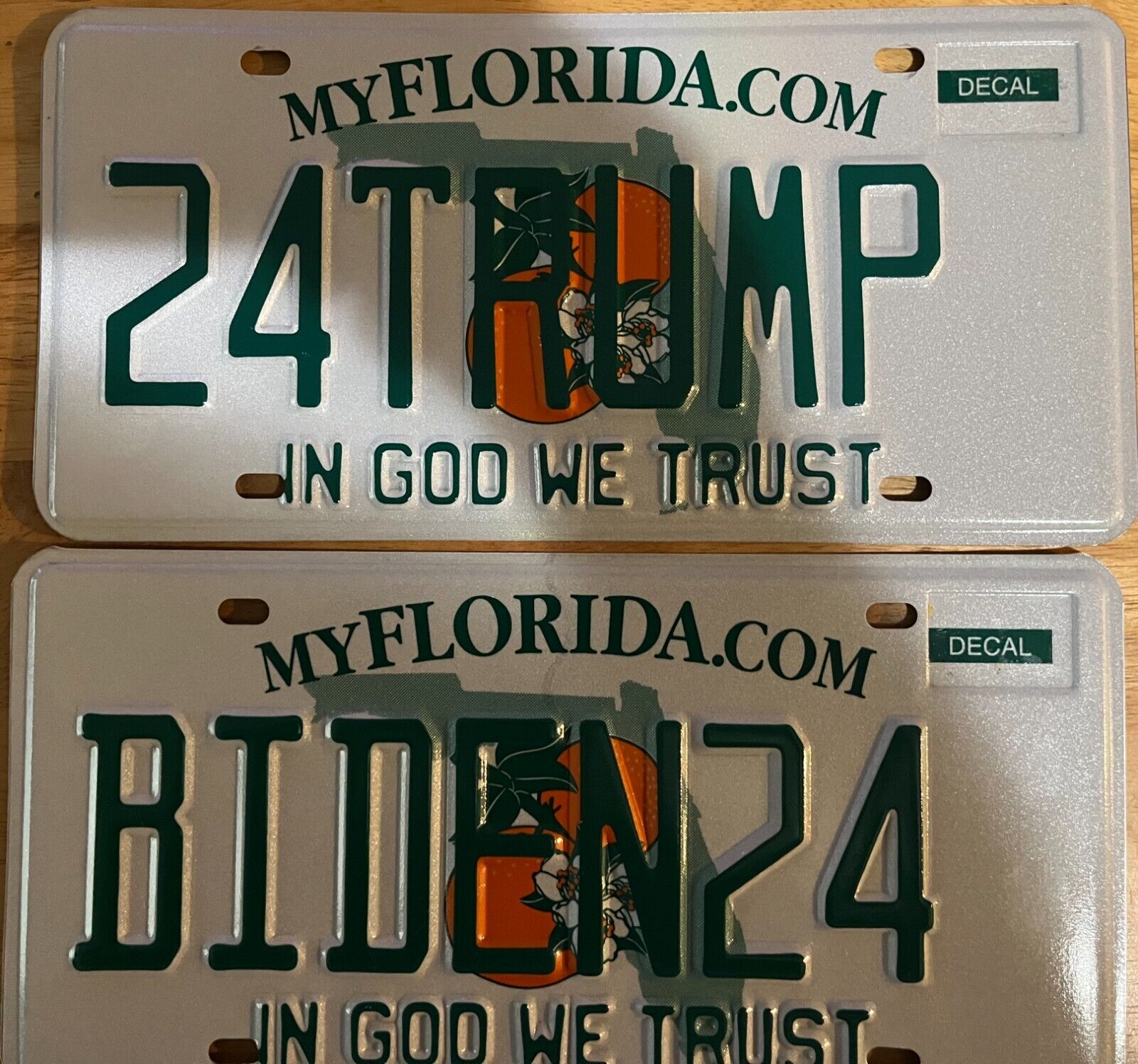 REAL 1/1 Trump & Biden Vanity License Plates 2024 Election - Expired 2 years ago