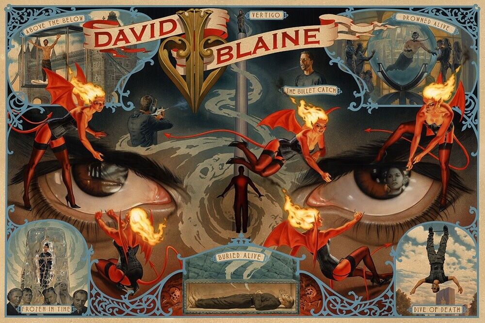 David Blaine Signed Decade of Magic Poster Beautiful Rare Artwork