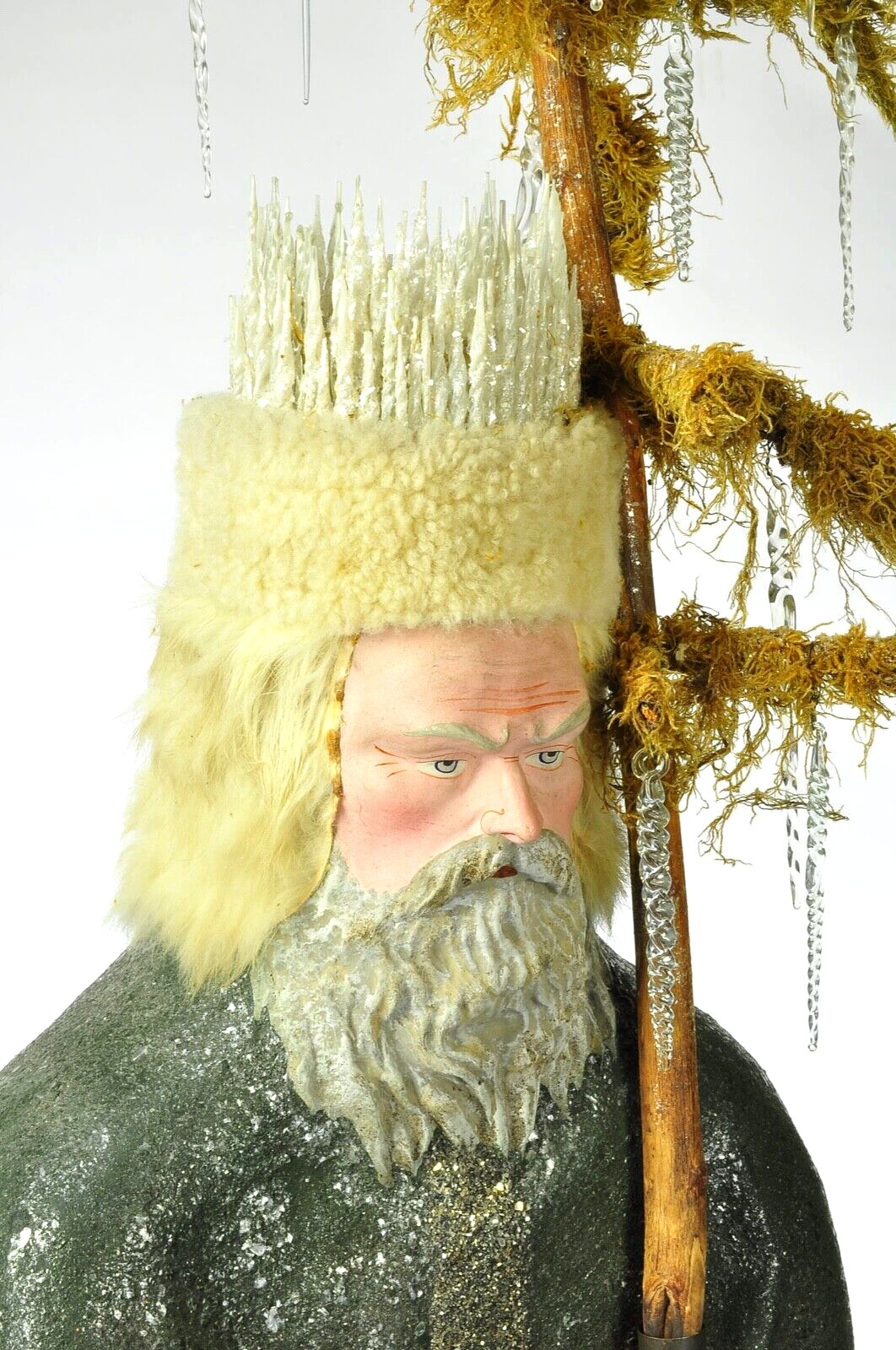 Amazing German Santa Claus/ Belsnickel Candy Container  Glasscrown approx. 1890