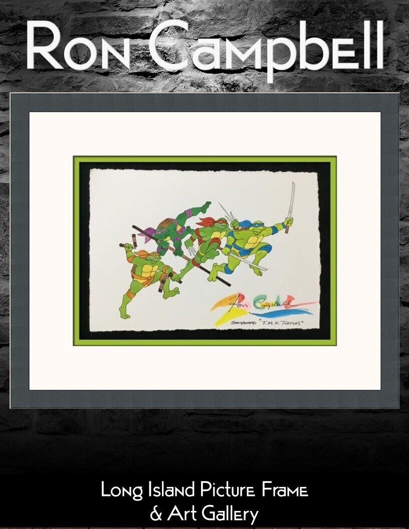 Ron Campbell Teenage Mutant Ninja Turtles Cartoon Signed Giclee Print Framed