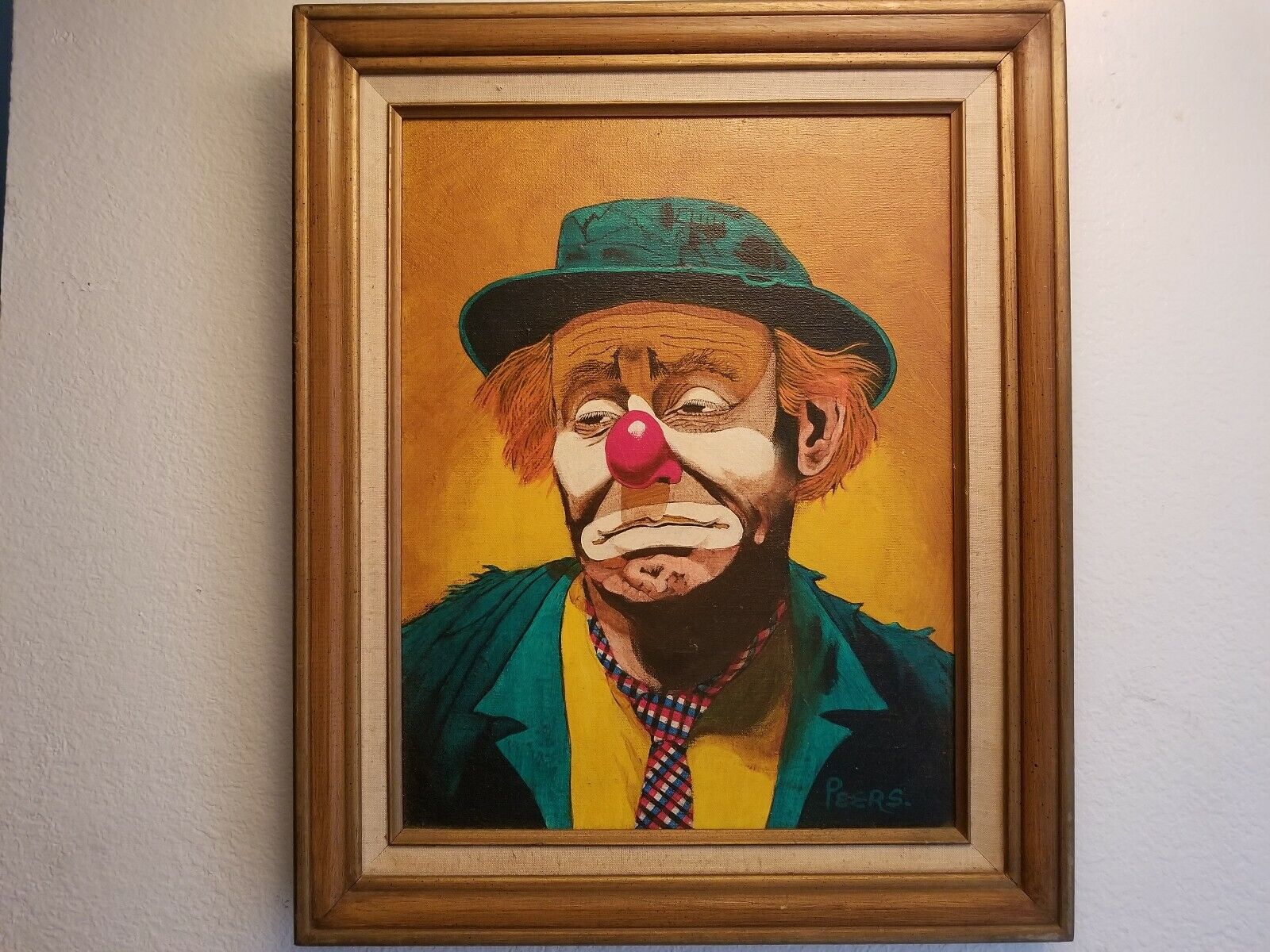 John Peers Emmet Kelly Sad Clown Painting
