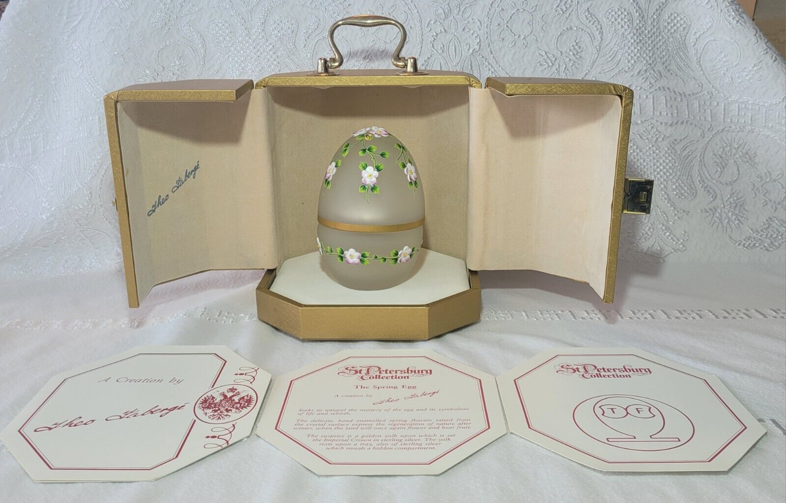Theo Faberge Spring Egg Glass Sterling Silver w/ Box Ltd Ed/#210