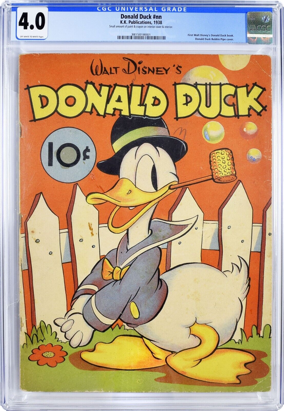 Donald Duck #nn CGC 4.0 1938 K.K. Publication FIRST DISNEY DONALD DUCK BOOK