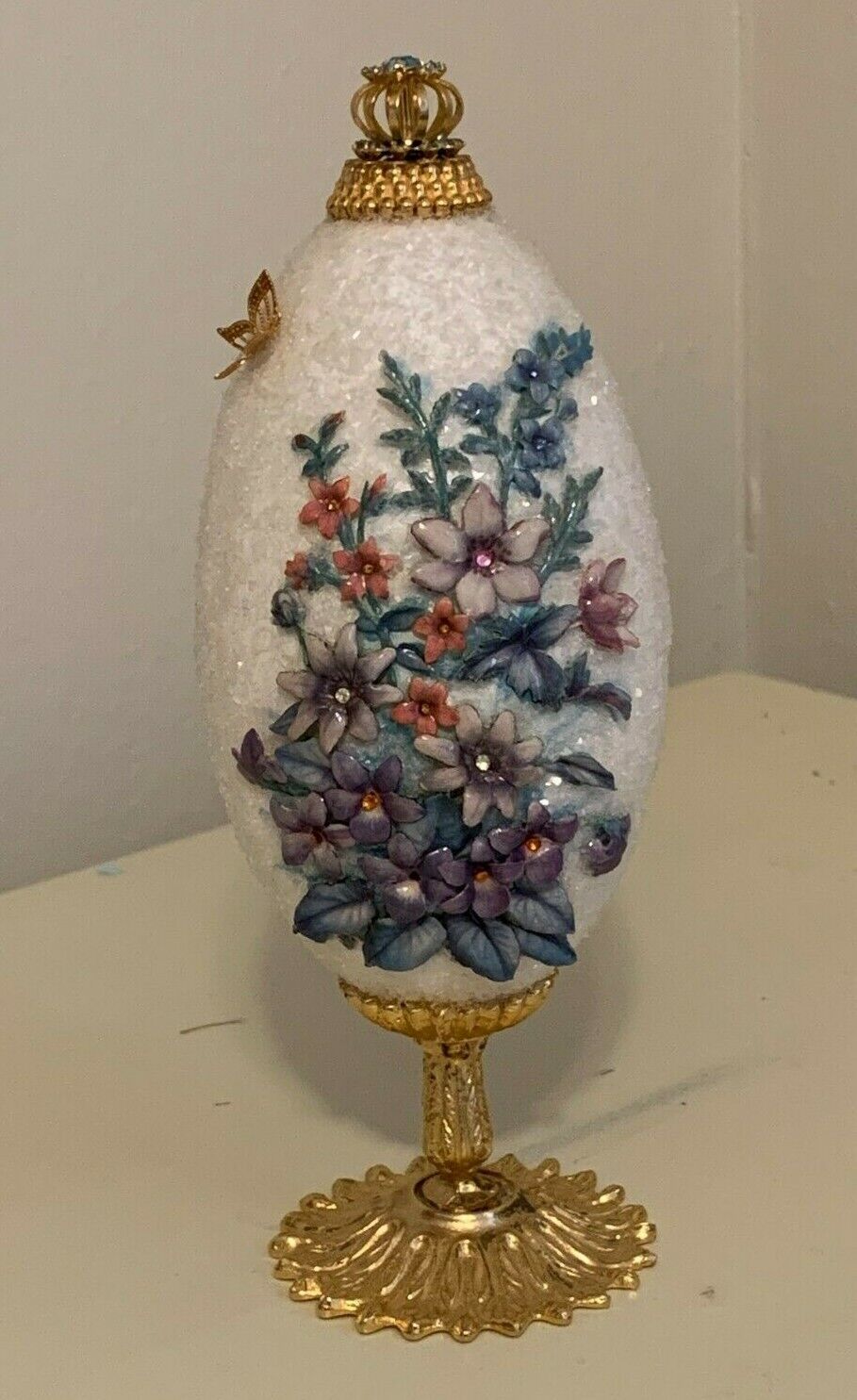 Russian Faberge Inspired Egg Shaped Vintage Decorative Collectible Ornament