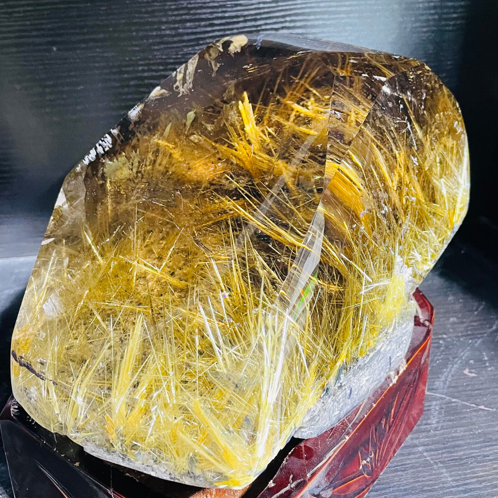 10510g rare Natural beautiful gold hair crystal quartz specimen healing+stand