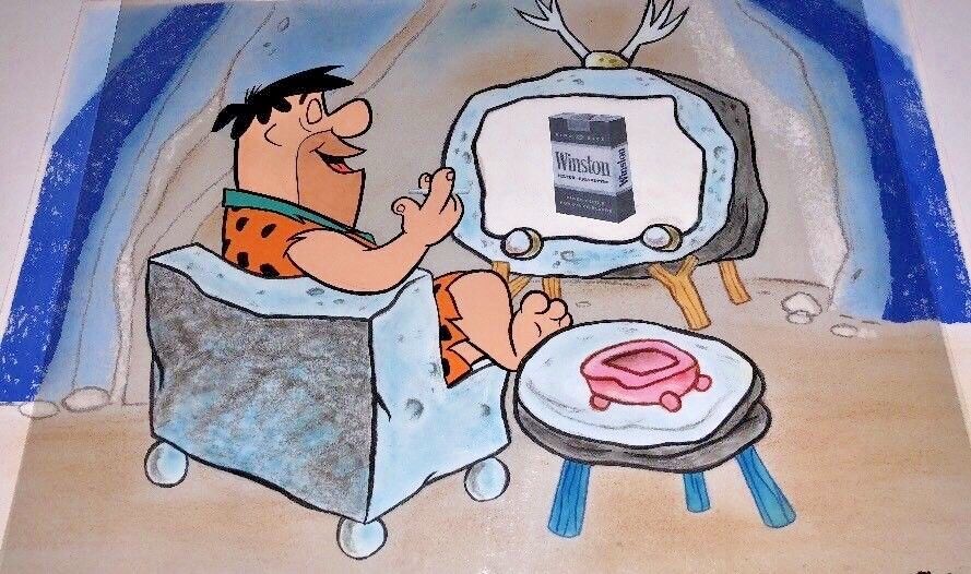 Vintage Flintstones Cel Hanna Barbera Original Production Winston Cigarettes