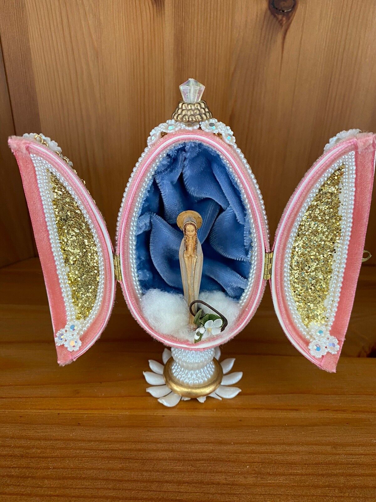 Vintage Russian Faberge-type Egg Church Catholic Virgin Mary Our Lady