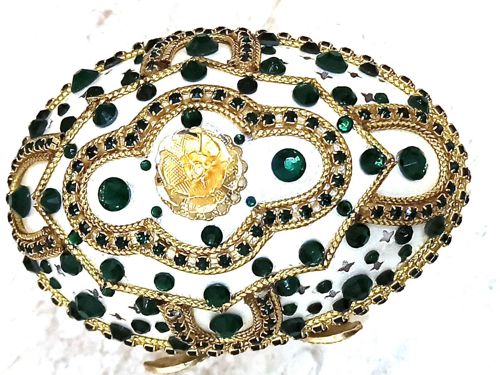 Green Easter egg Decorative box SET Ornament REal Egg Hand carved 24k  Fabergé