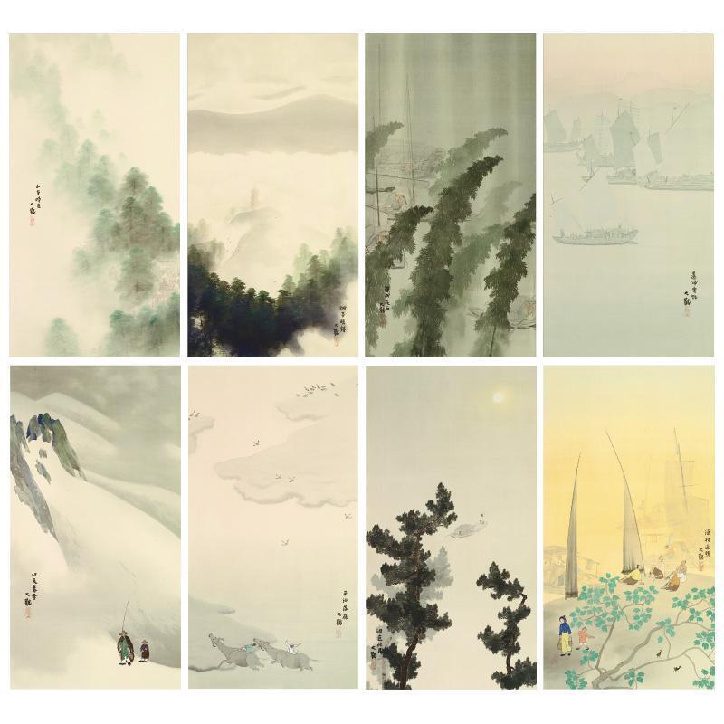 Taikan Yokoyama Works Eight Views Of Seisho Standard Hanging Scroll Set 8 Scroll