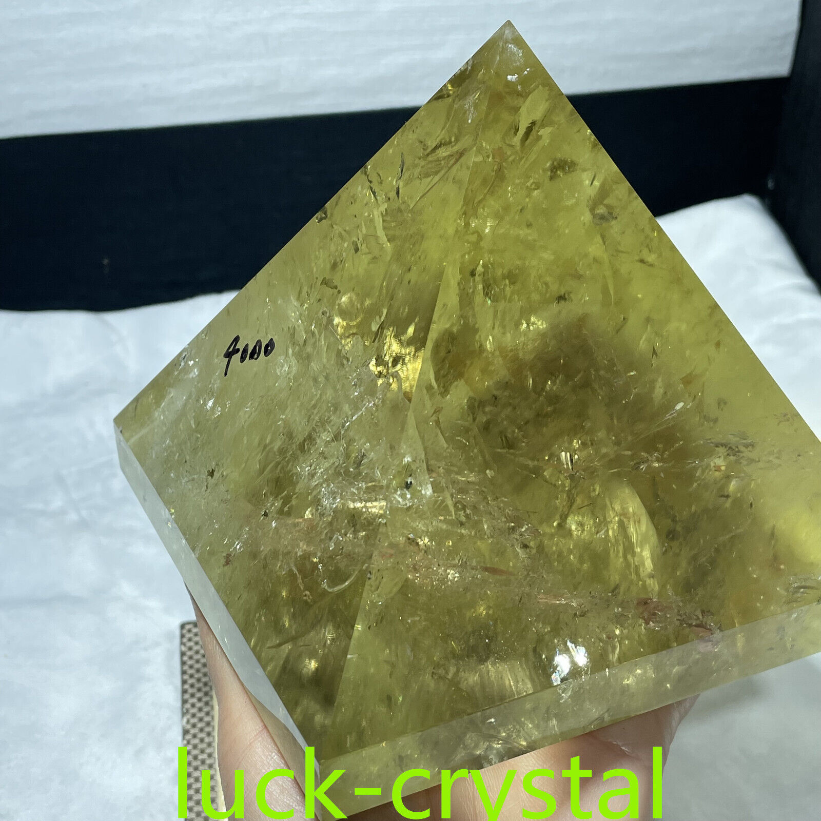 5.23LB Natural Citrine Quartz Hand Carved Crystal Pyramid  Healing,40t24
