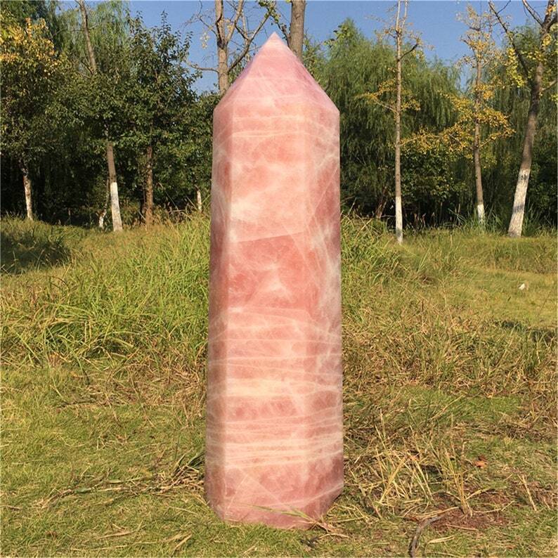 Natural Rose Quartz Crystal Obelisk Specimen Rock Energy Balancing Reiki Healing