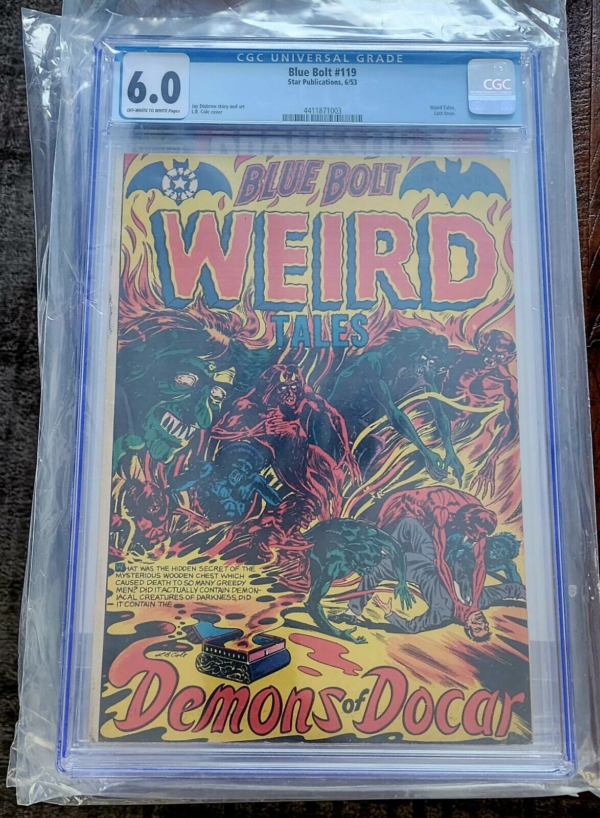 Blue Bolt Weird Tales #119 Golden L.B. Cole Pre-Code Horror Comic 1953 CGC 6.0