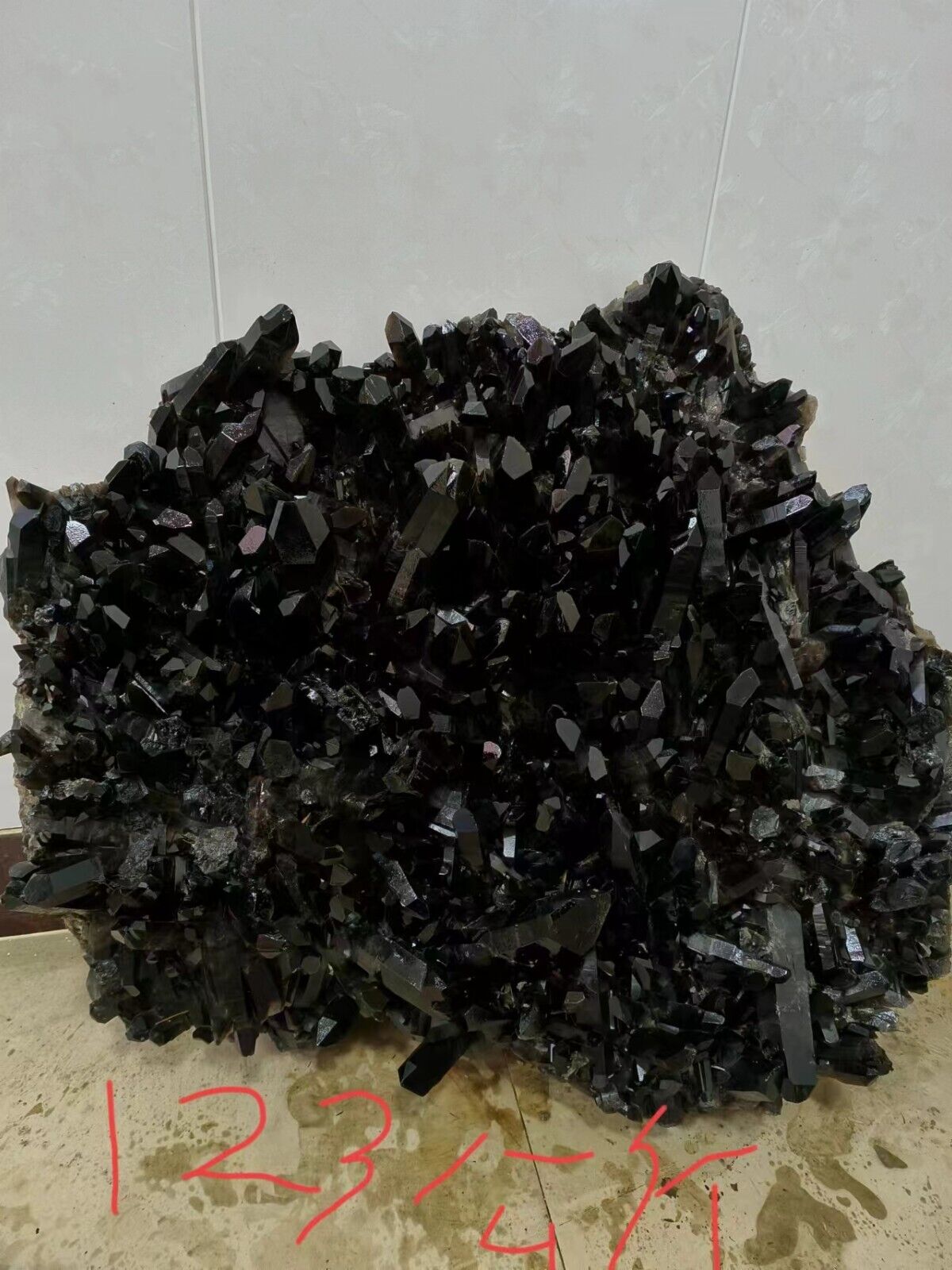 270.6LB Natural BIG Smoky Black Crystal Druse Vug Crystal Druse Specimen A1