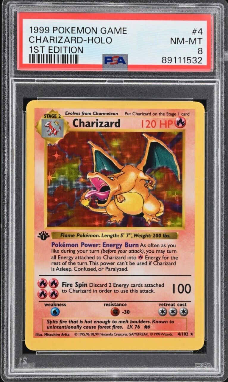 1999 Pokemon Game 1st FIRST EDITION #4 Charizard - Holo PSA 8 \