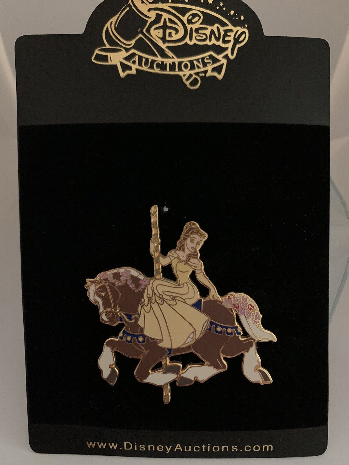 Disney Auctions Belle Princess Carousel Horse Pin LE 100 Beauty Beast HTF Rare