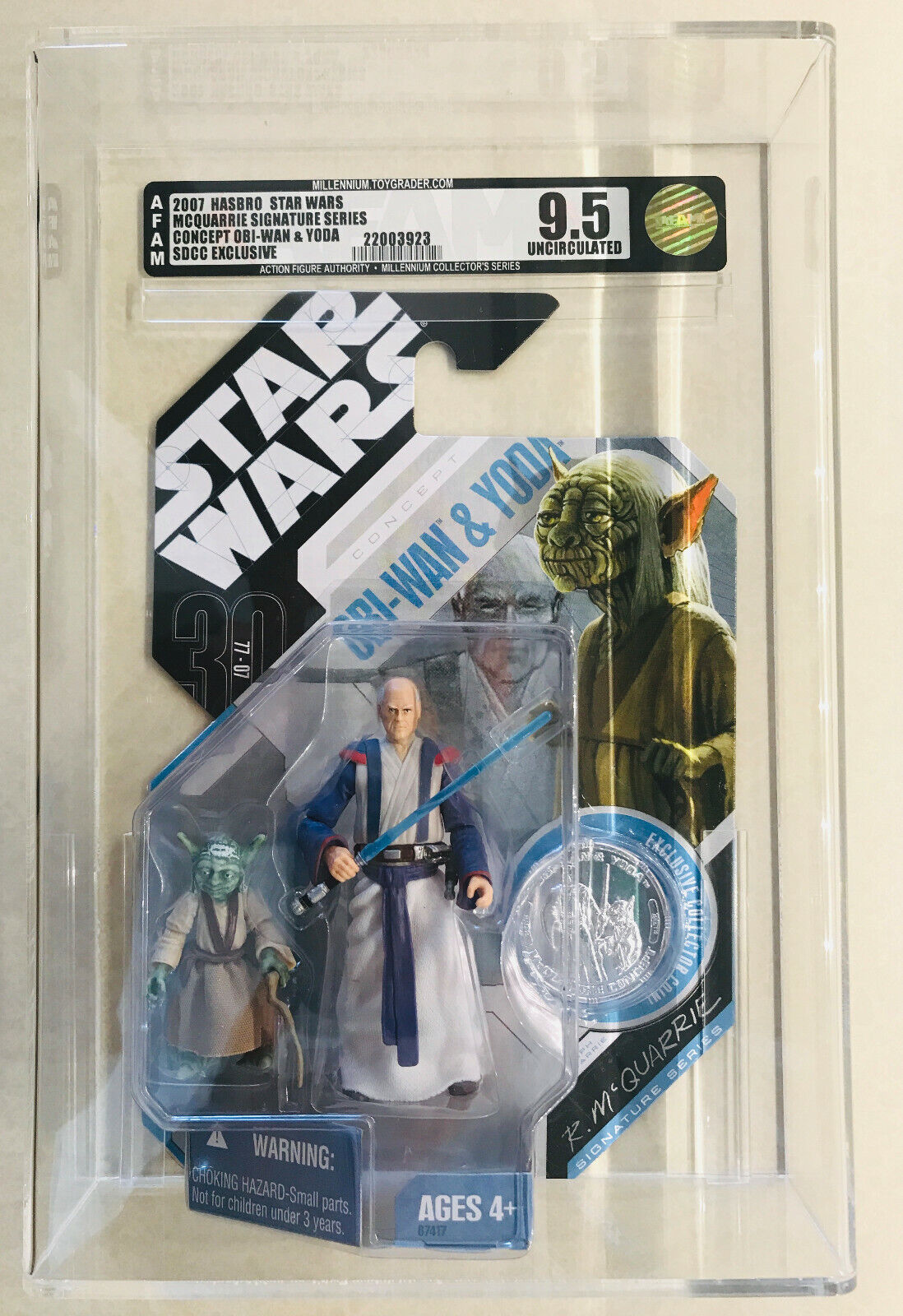 Star Wars SDCC Exclusive McQuarrie Concept Obi-Wan & Yoda +Coin AFA U9.5 (2007)