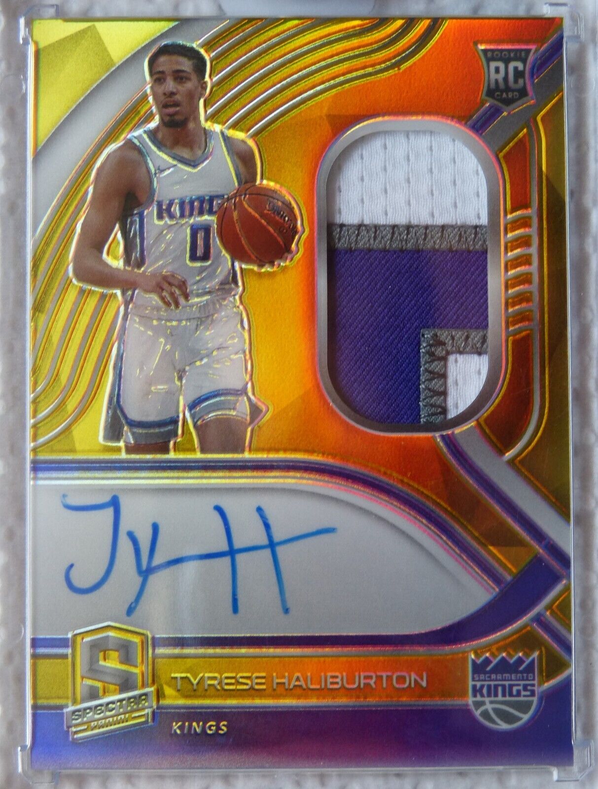 2020 Tyrese Haliburton-21 Rookie Patch Car Spectra Gold #195 RC RPA SN 07/10