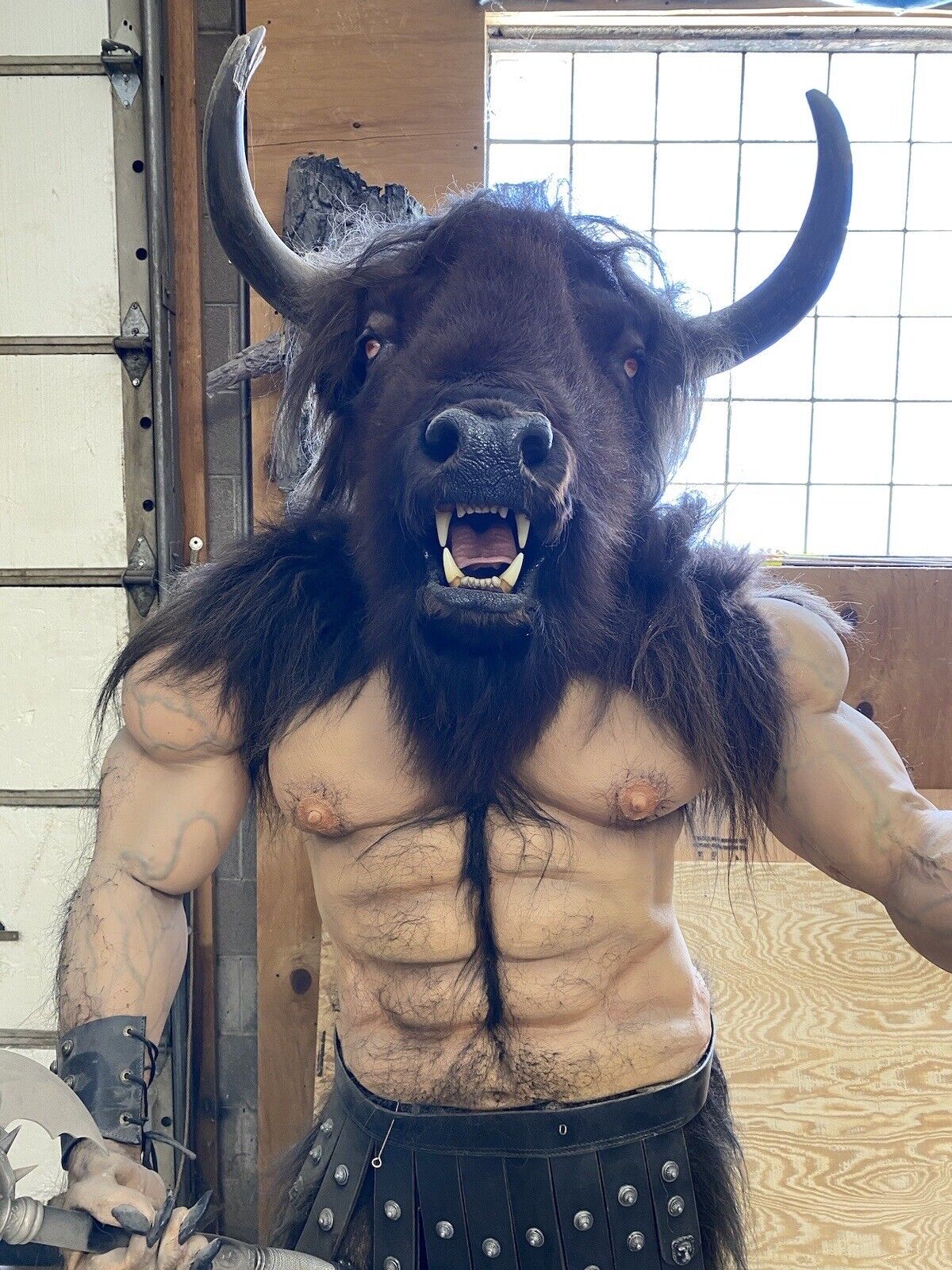 Minotaur,  Large Approximately 7 Foot, Handmade By Taxidermist, One Of A Kind