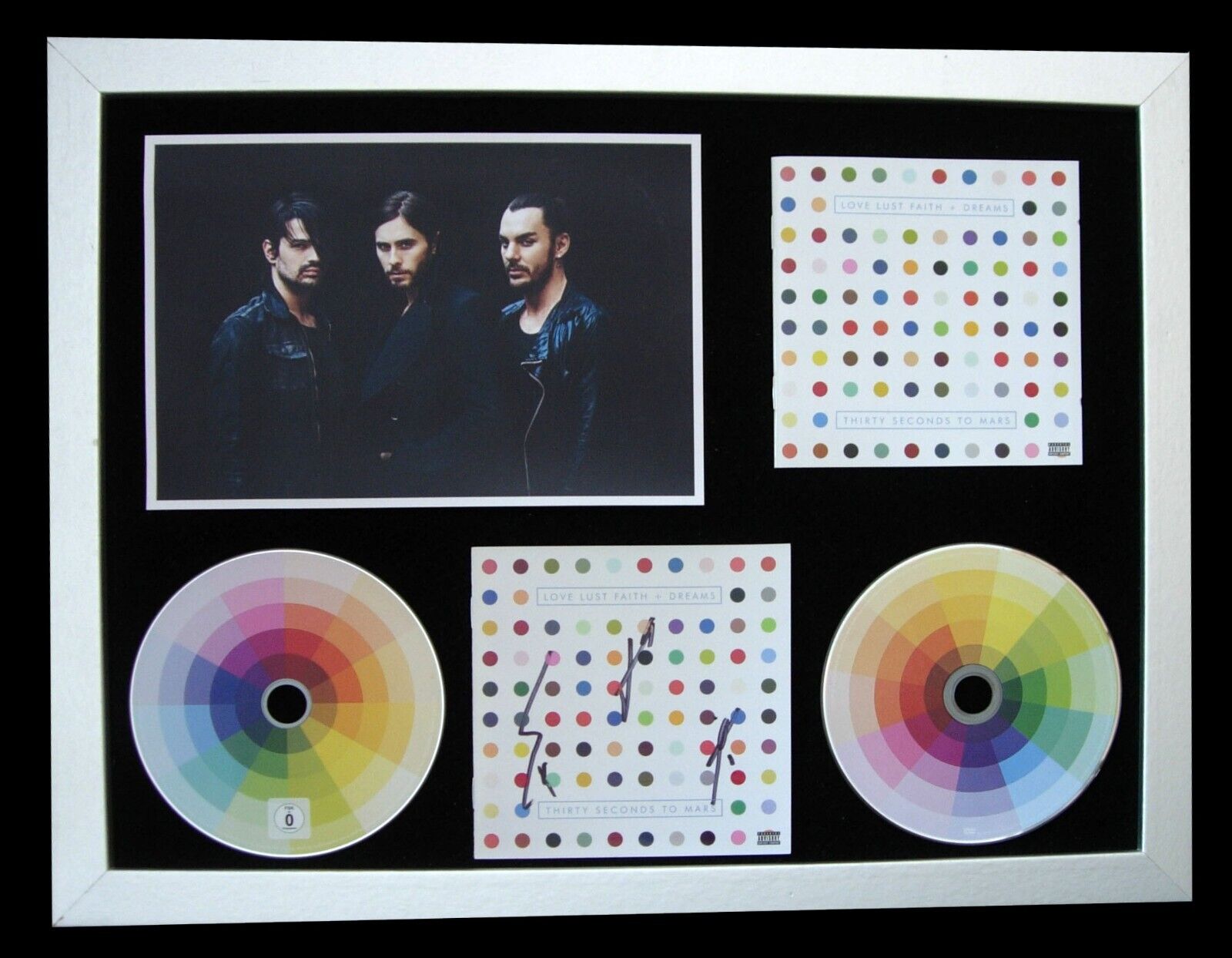 THIRTY SECONDS TO MARS+SIGNED+FRAMED+LOVE+LUST=100% GENUINE+EXPRESS GLOBAL SHIP