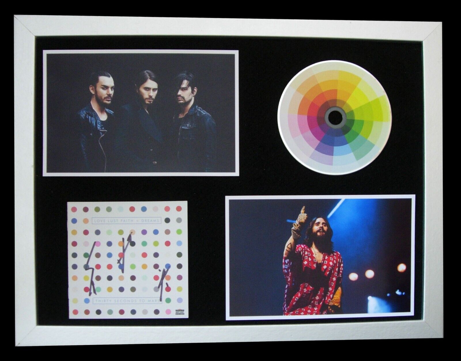 THIRTY SECONDS TO MARS+SIGNED+FRAMED+LOVE+DREAMS=100% GENUINE+FAST GLOBAL SHIP
