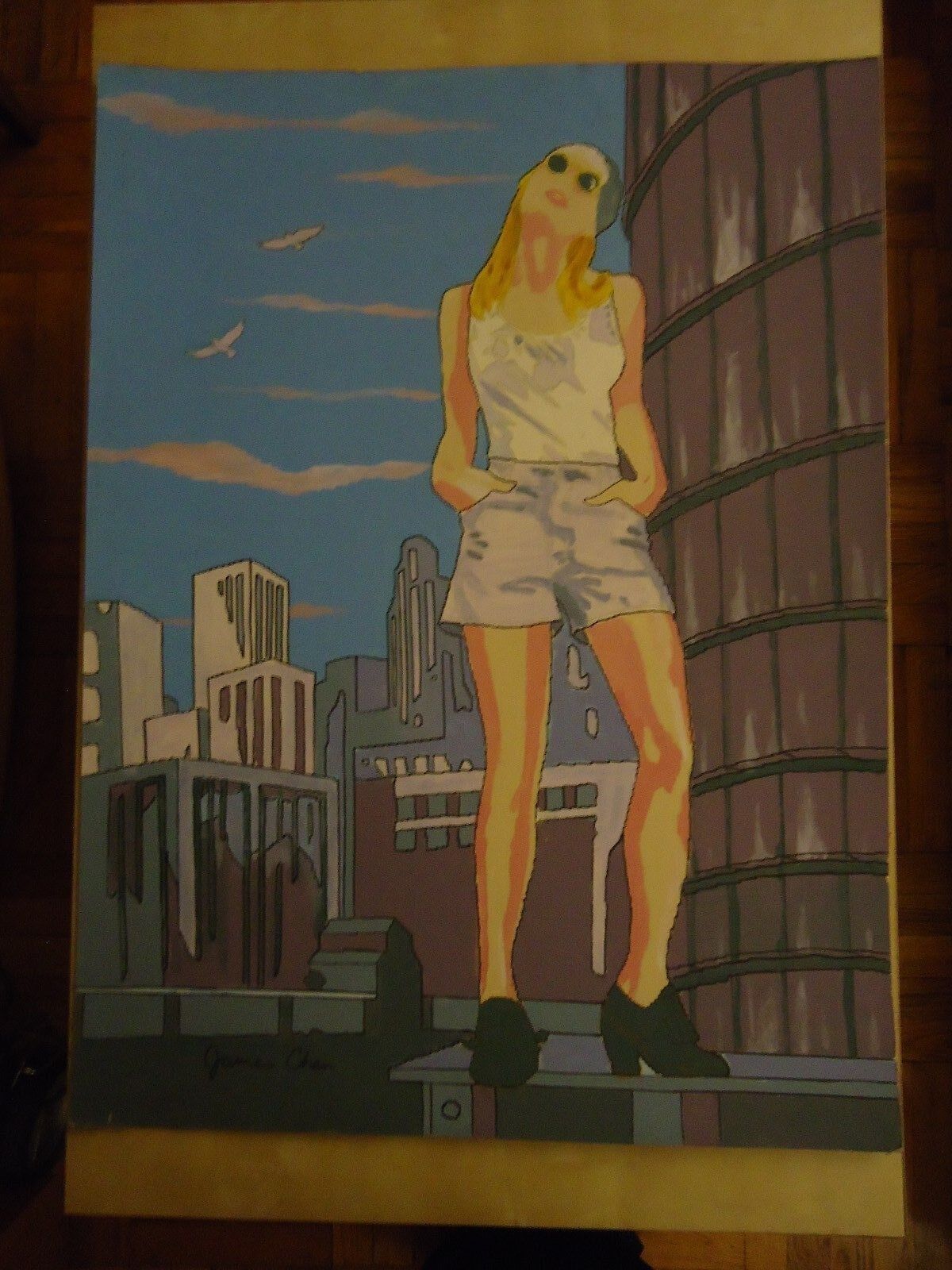 ORIGINAL HUGE PAINTING  ENTITLED '' WOMAN # 5 '' BY COMIC  ARTIST JAMES CHEN