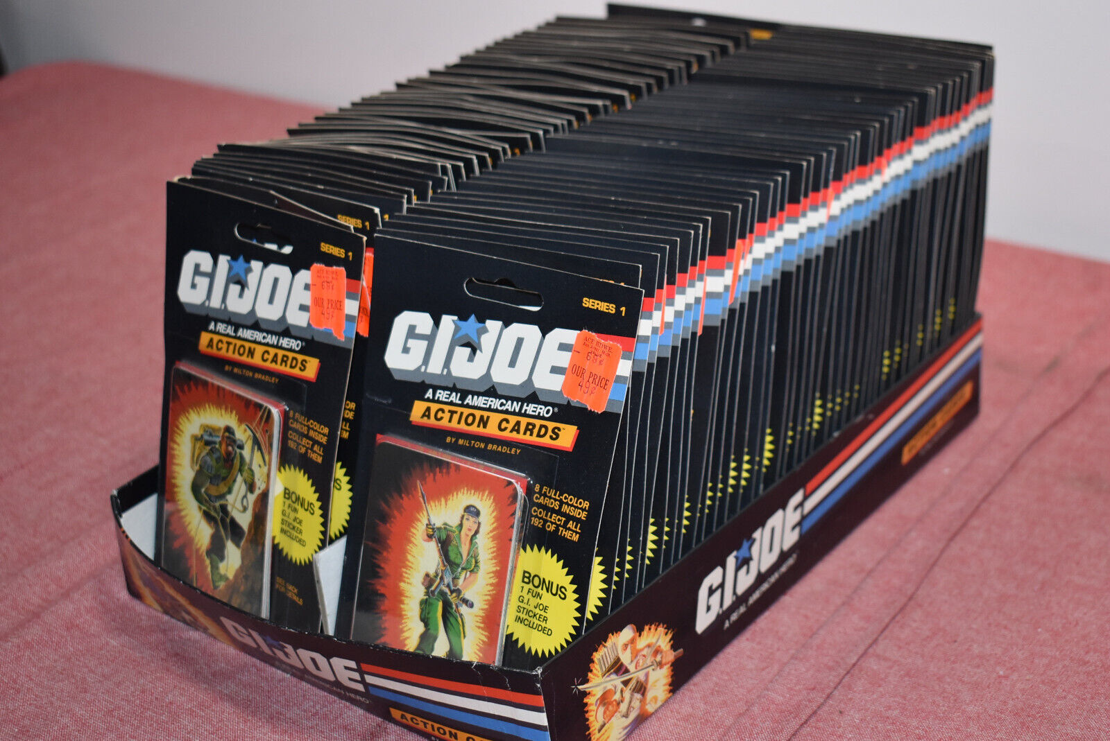 G.I Joe Action Cards 1986 Display Case with 84 Sealed Packs