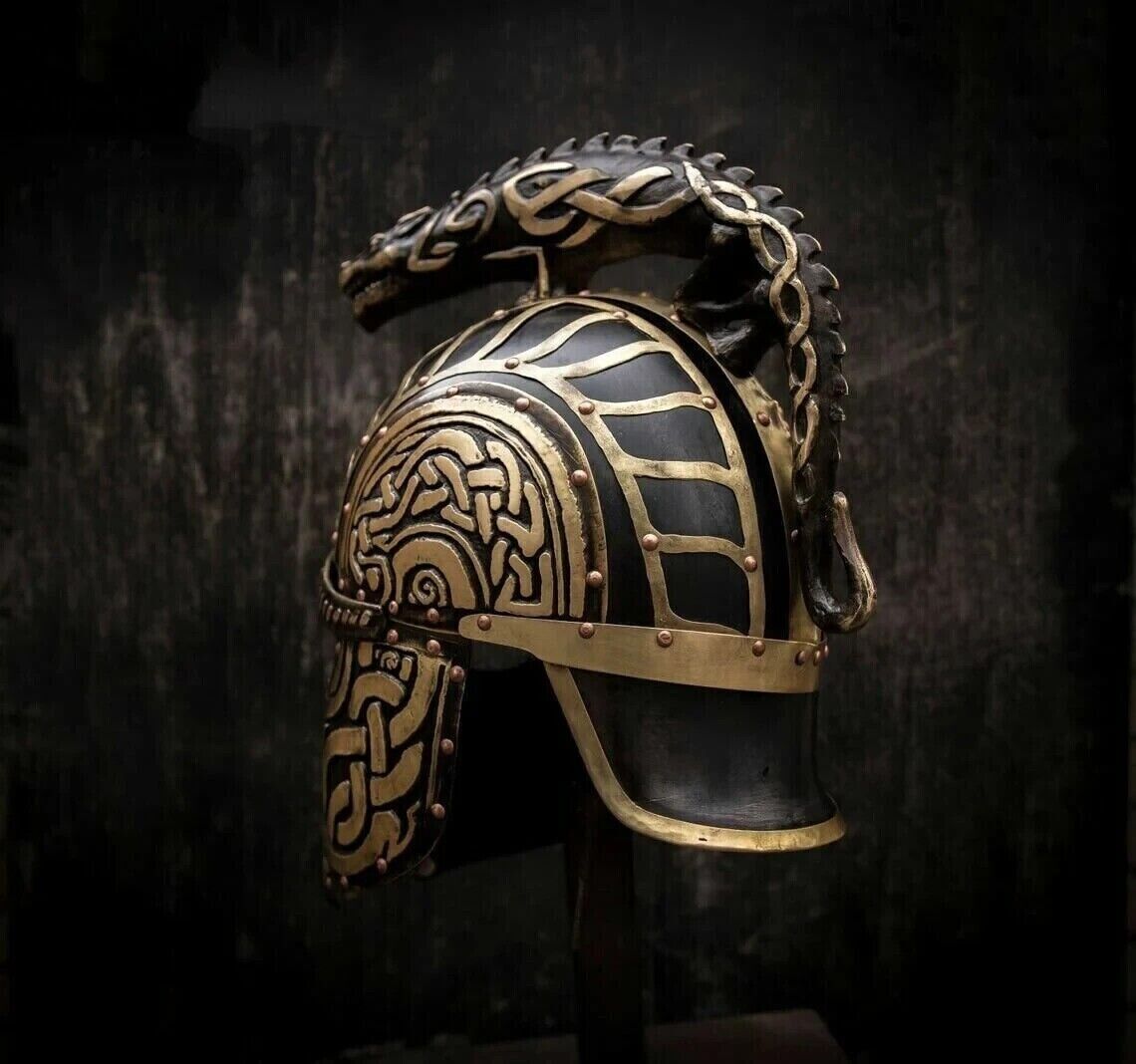 LARP 18GA Steel Medieval Knight Turin's Helmet Dragon Viking Helmet gift item