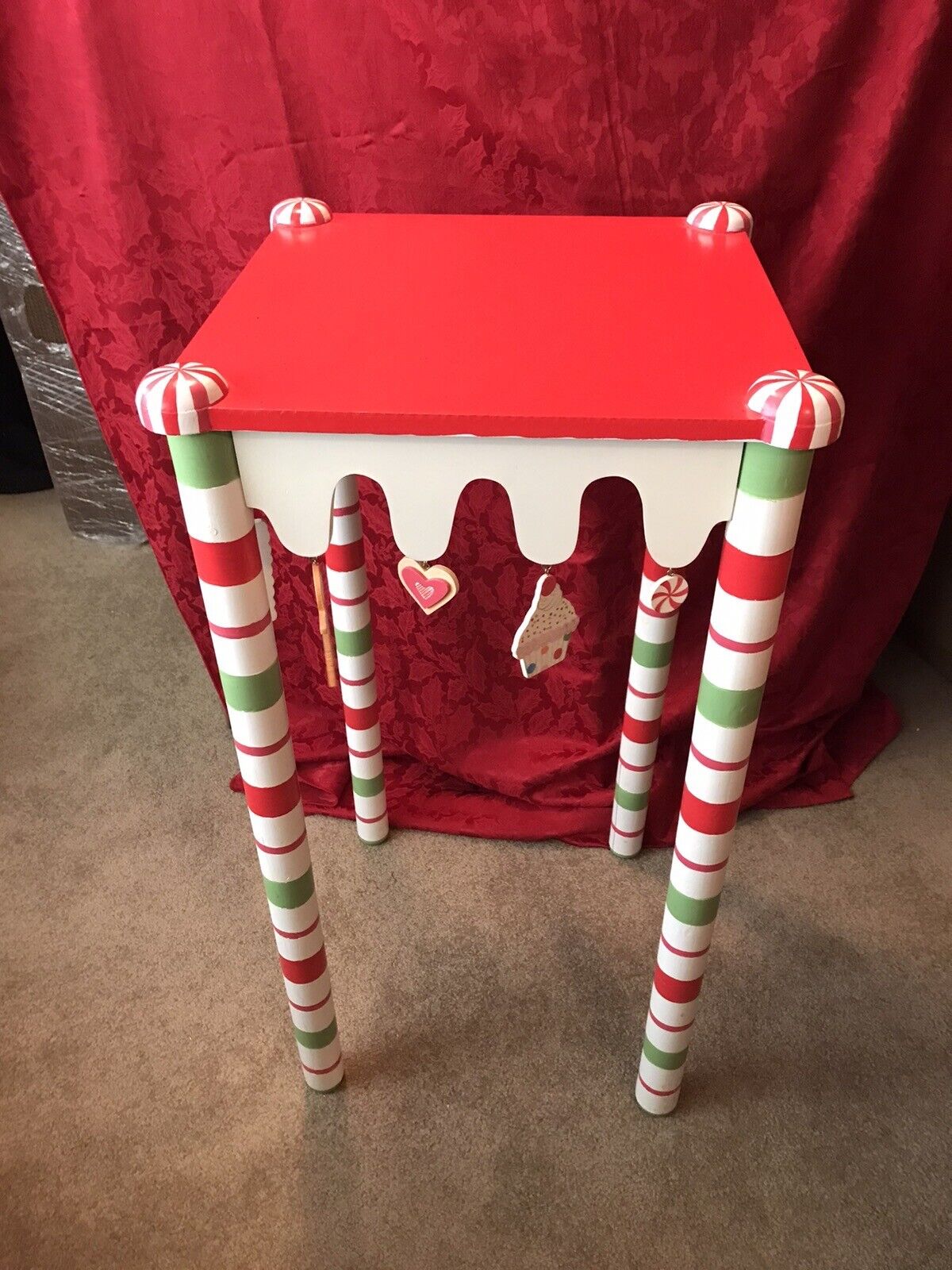Dept 56 Glitterville Christmas Table Rare Wood w/ All Pieces 35”H 18”W