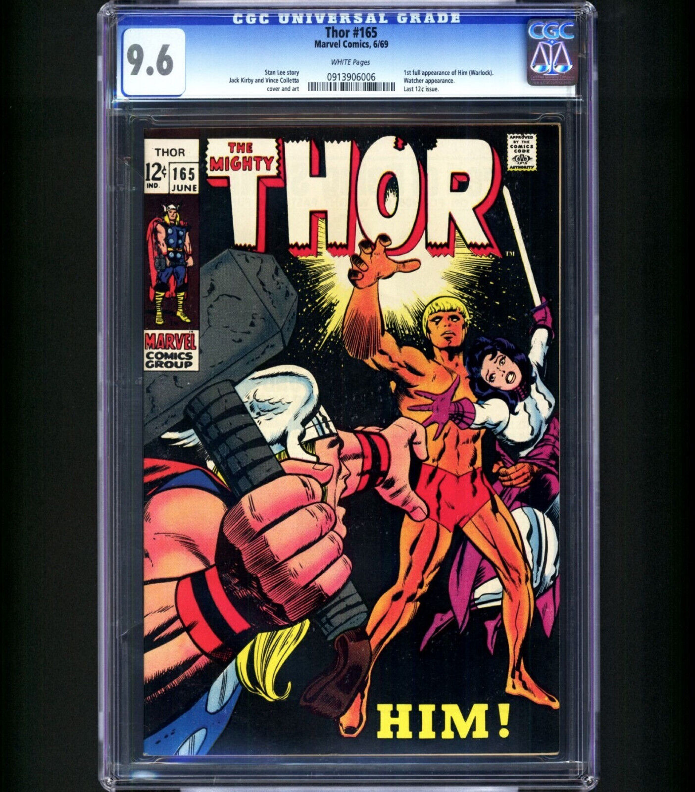 THOR #165 CGC 9.6 1ST WARLOCK APPEARANCE 1969 ONLY 5 HIGHER IN 9.8 RARE GOTG NM