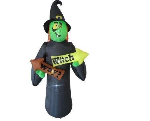 8FT Tall Inflatable Halloween Witch with WITCH WAY SIGN - HALF PRICE SALE - NIB